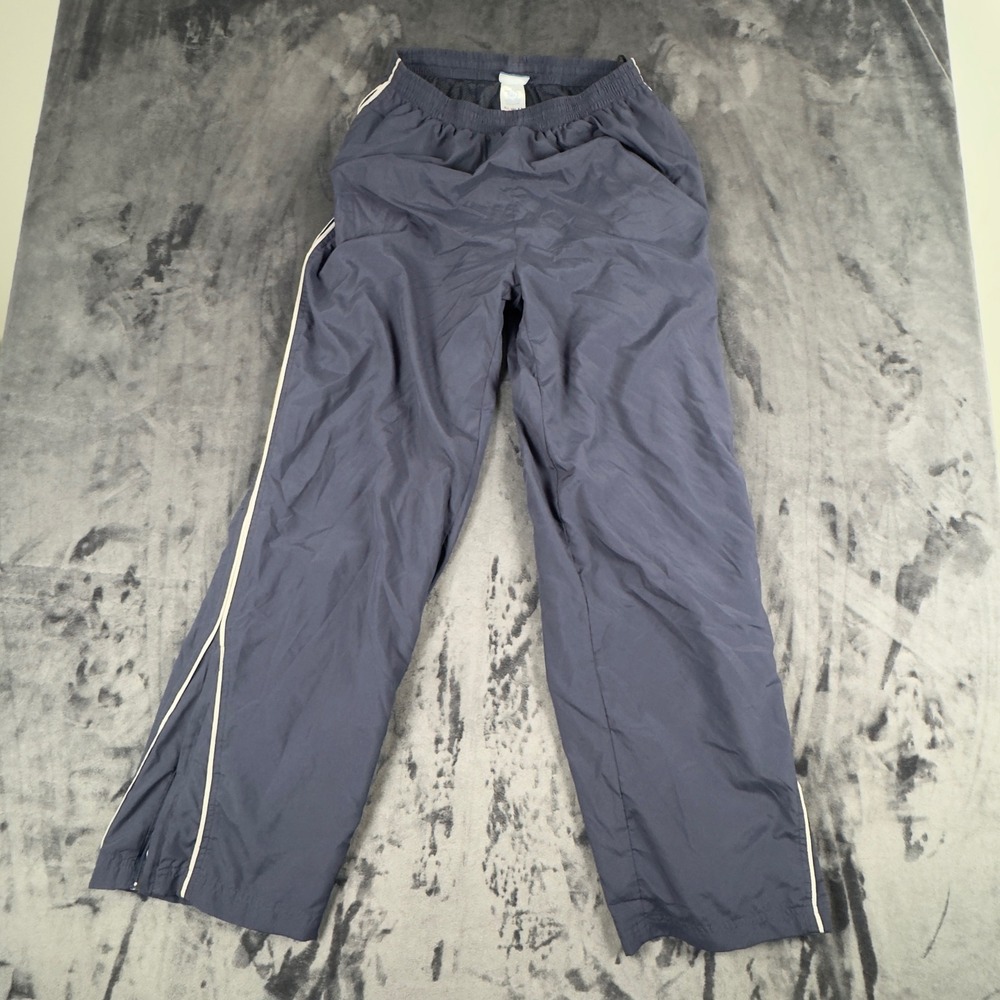 Adidas Track Pants Mens Medium Blue White Stripe Ankle Zip Mesh Lined